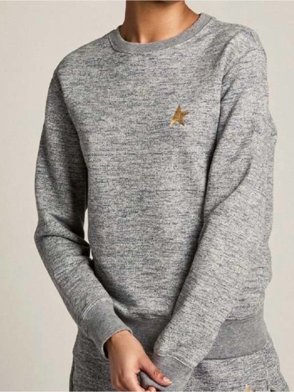 NWT GOLDEN GOOSE ATHENA STAR SWEATSHIRT - GRAY MELANGE/GOLD STAR large